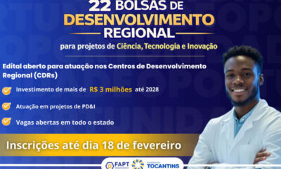 governo-do-tocantins-abre-22-bolsas-para-atuacao-em-ciencia-e-inovacao-nas-regioes-do-estado